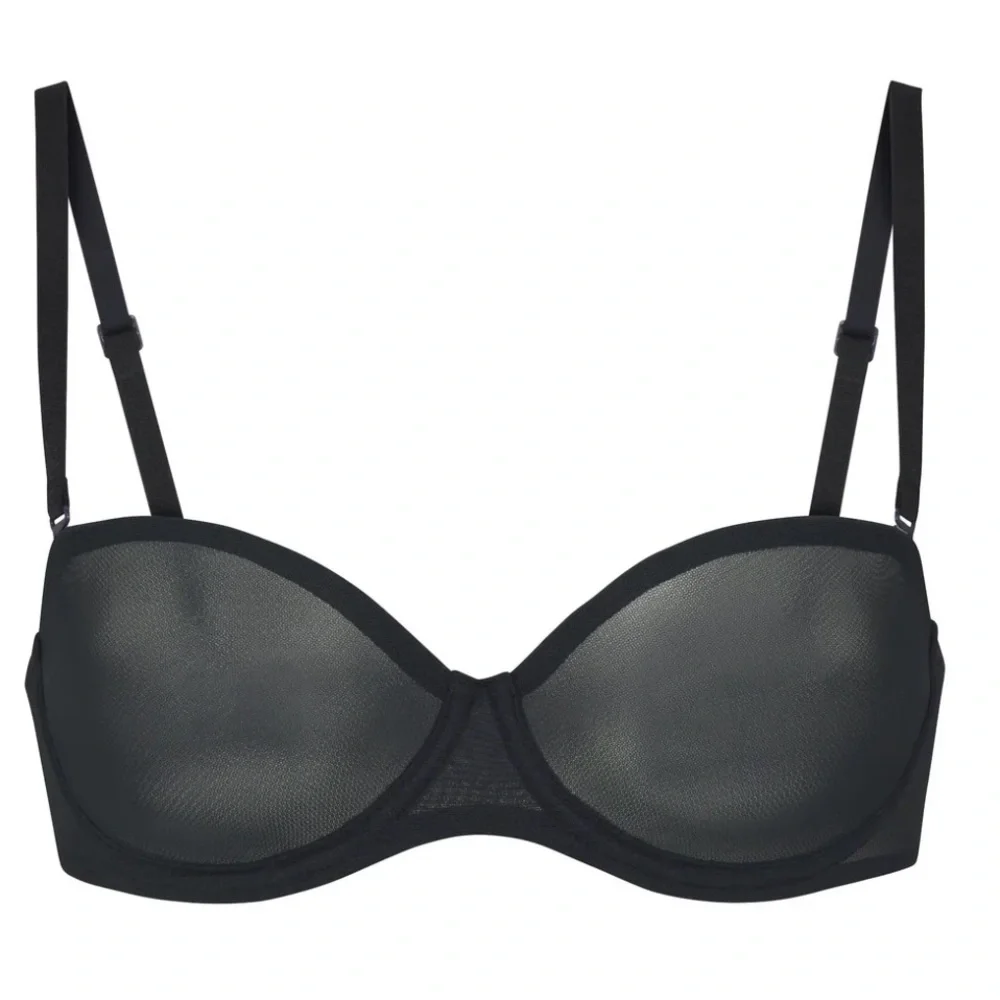 NWT Skims Women’s Black Ultra Fine Mesh Strapless Bra in Color Onyx - size 40DD - Picture 7 of 10